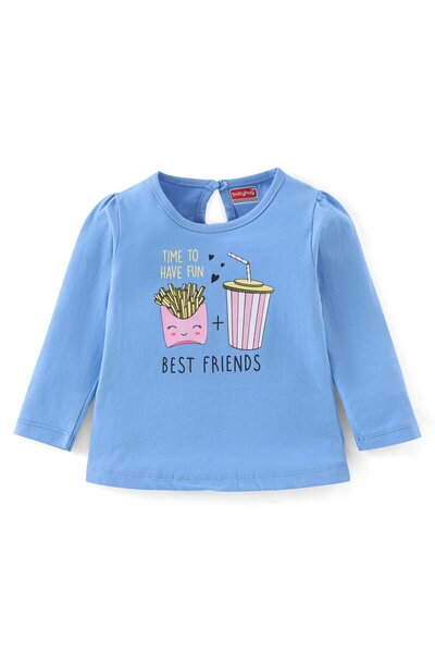Babyhug Babyhug Cotton Knit Full Sleeves T-Shirt With Food Graphics - Blue