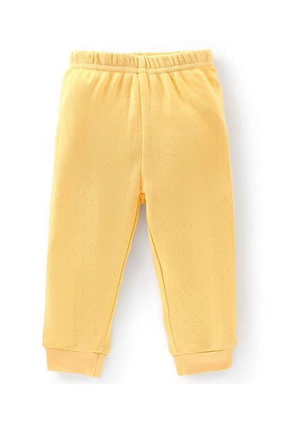 Babyoye Babyoye Cotton Knit Full Length Ponytail Solid Thermal Pajama - Yellow