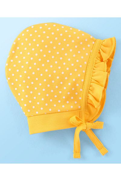 Babyhug قبعات Babyhug 100% قطنية بطبعة زهور، عبوة من قطعتين - أبيض وأصفر