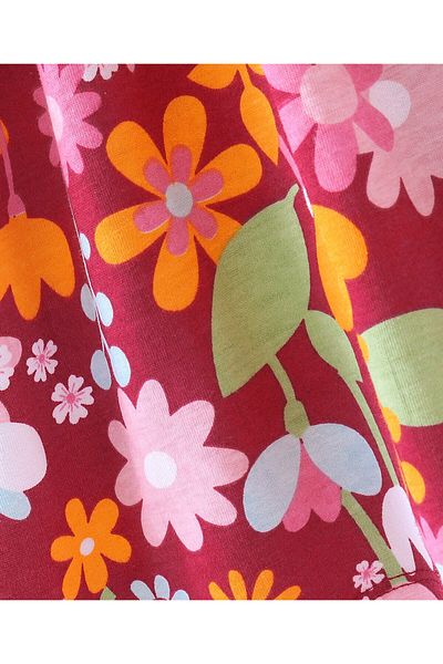 Babyhug Babyhug Cotton Knit Half Sleeves Floral Print Frock - Wine