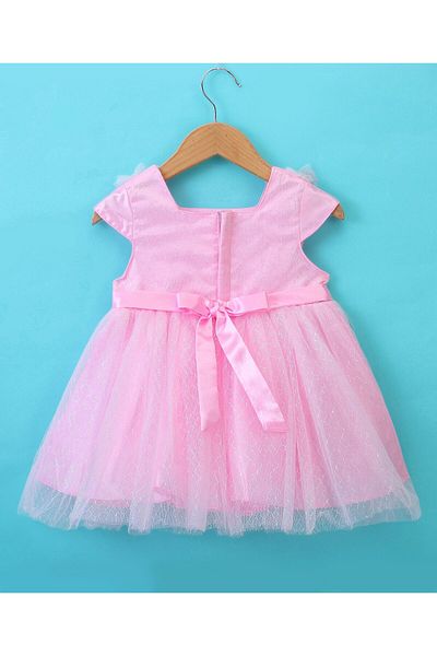 Babyhug Babyhug Cap Sleeves Mesh Party Frock - Pink