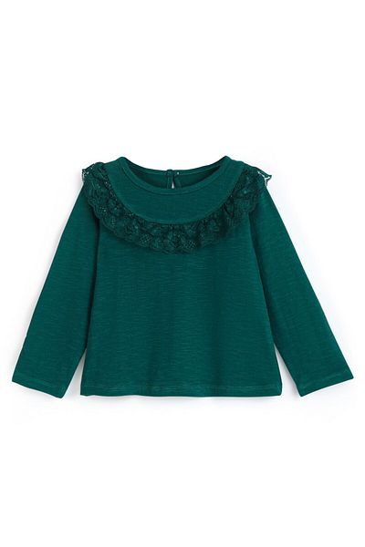Honeyhap Honeyhap Premium 100% Cotton Full Sleeve T-Shirts Lace & Eiffel Tower Pack of 2-Pink & Moss Green