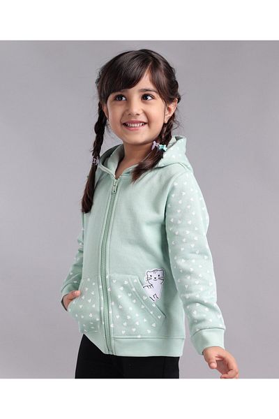 Babyoye Babyoye Eco-Conscious Cotton Full Sleeves Sweatshirt With Cat Embroidery - Blue