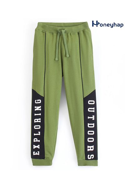 Honeyhap Honeyhap Premium Cotton Looper Text Print Ankle Length Lounge Pants with Bio Finish - Iguana