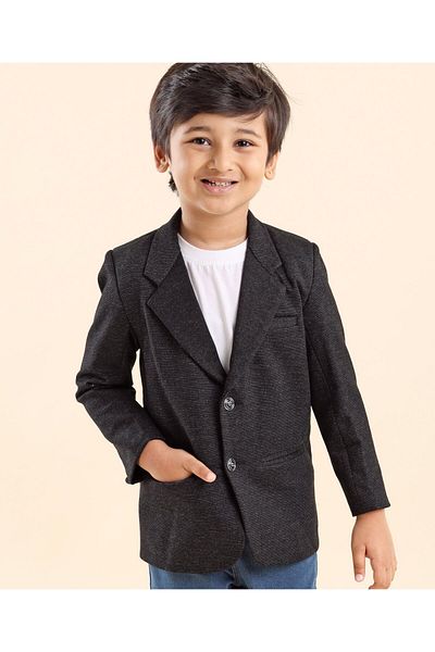 Babyhug سترة بلايزر للحفلات بأكمام طويلة بلون واحد من Babyhug - أسود