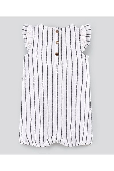 Bonfino Bonfino Sleeveless Striped Romper - White