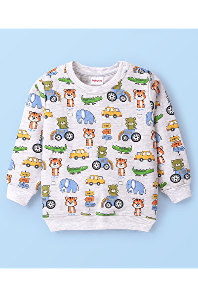 Babyhug Babyhug Cotton Full Sleeves Graphic Tiger Print Sweatshirts Pack of 2 - Multicolor
