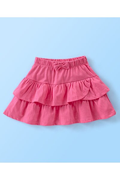 Babyhug Babyhug 100% Cotton Knit Half Sleeve Top and Skirt Set Floral Embroidery - Pink & White