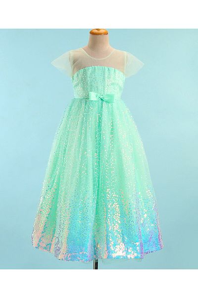 Babyhug Babyhug Half Sleeves Gown with Sequin Detailing - Mint