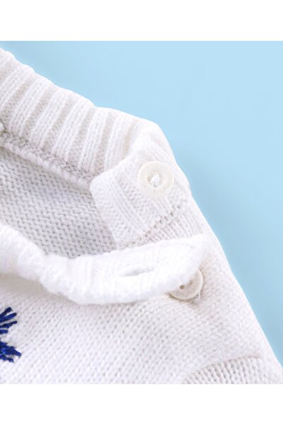 Babyhug Babyhug Knitted Full Sleeves Pullovers Sweater With Floral Design - Offwhite