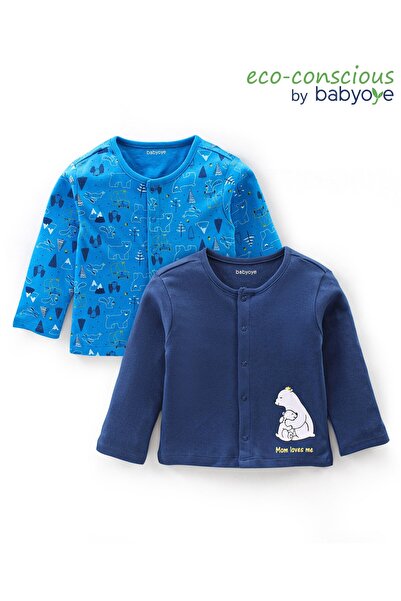Babyoye طقم سترات بأكمام كاملة من Babyoye Eco Conscious 100% قطن Eco-Jiva Fin...