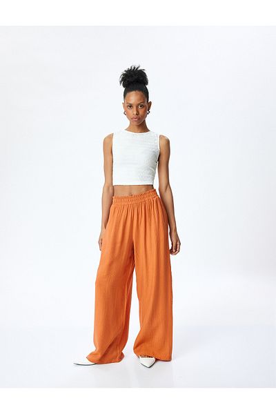 Koton Extra High Waist Pocket Viscose Palazzo Pants