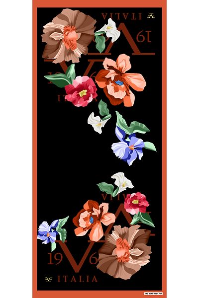 19V69 ITALIA Floral Pattern Pavia Series with Shawl Hanger and Gift Set 90x200 Cm
