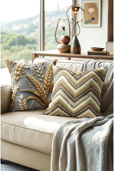 CANİLA Knitted Patterned Digital Printed Double-Sided Throw Pillow Cover. Soft Decorative Throw Pillow Cover.
