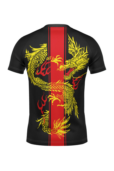 FitVult Mma Training Sports Back Dragon Pattern Breathable Compression Fit T-Shirt High Quality Fabric