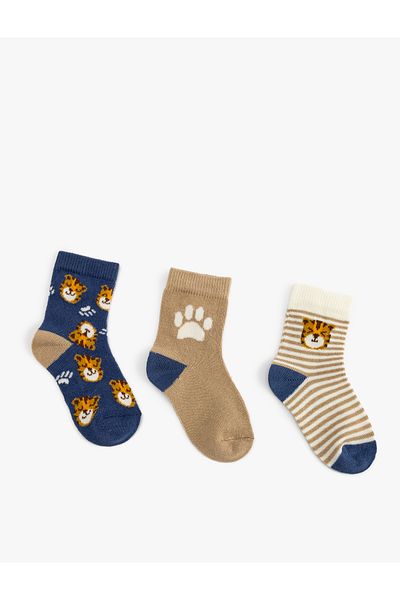 Koton Animal Patterned 3-Piece Socks Set