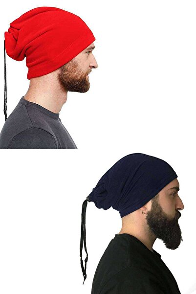 Mestore قطعتين من البيريه برباط من الصوف وطوق الرقبة باللون الأحمر والأزرق ال...