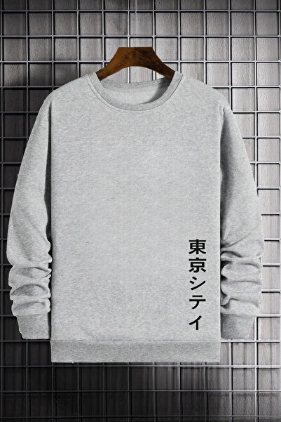 FECCY Hanorac oversize unisex din bumbac, cu imprimeu japonez