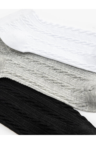 Koton 3'lü Dokulu Çok Renkli Soket Çorap Seti