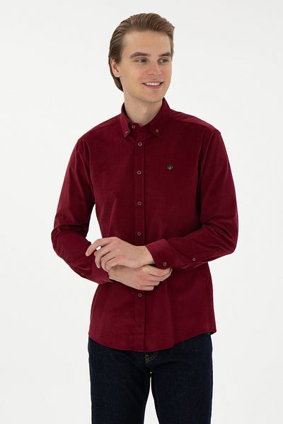 U.S. Polo Assn. Мъжка риза с дълъг ръкав в бордо 50291395-VR014