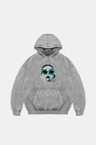 Sekizbiraltı Λευκό κουκούλα με στάμπα Pleasure Oversize Unisex που πλένεται