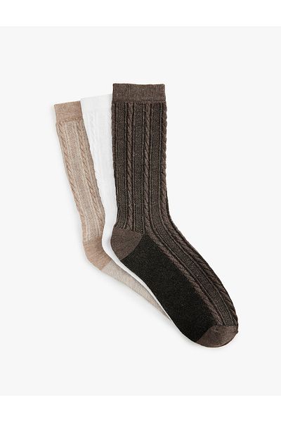 Koton Textured 3-Piece Socks Set