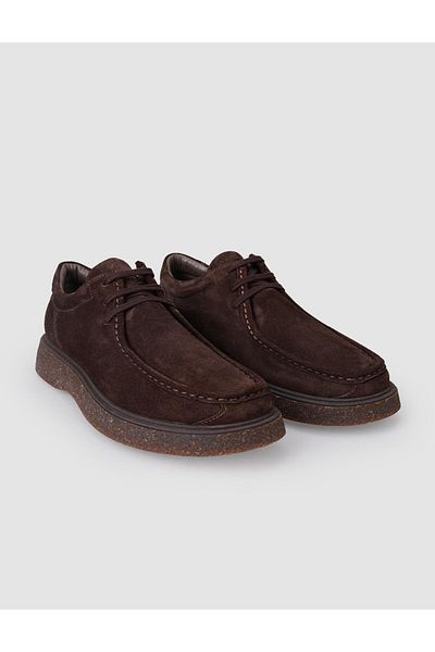 Cabani 100% Genuine Leather Brown Suede Lace-Up Men's Casual Shoes
