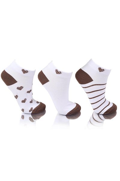 Rays White 1103 Model Heart Detailed 3-Piece Booties Socks Set
