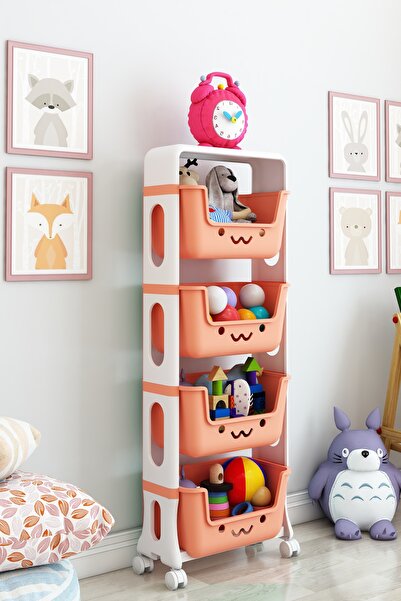 Genel Markalar JERRY 4 Katlı Oyuncak Dolabı, Oyuncak Organizeri, Sepetli Oyun...