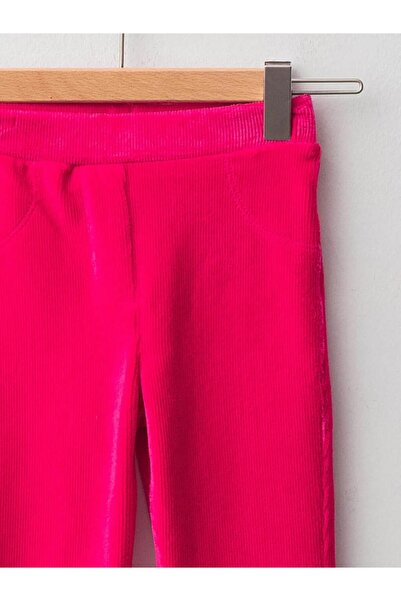 LC Waikiki LCW baby Fuşya Beli Lastikli Basic Kadife Kız Bebek Tayt