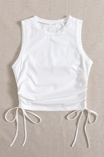 Merry See Tank Top Crop Tank Top cu laterale adunate