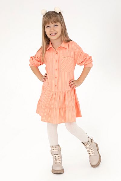 U.S. Polo Assn. Girl's Salmon Woven Shirt Dress 50297418 -Vr047