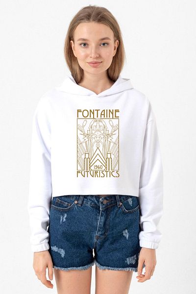 Tshirthane Bioshock Fontaine Futuristics White Optical Women's Crop Hoodie