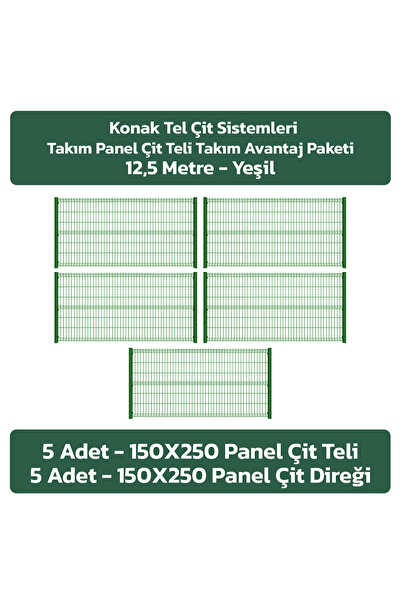 Konak Tel Çit Aksaray 5 Adet Takım Bahçe Panel Çit 150x250 cm 55X150 mm 4.00 ...