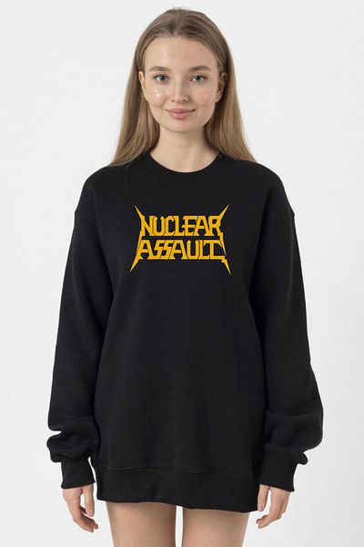 Tshirthane Nuclear Assault Letter Black Women's 2Ip Sweatshirt