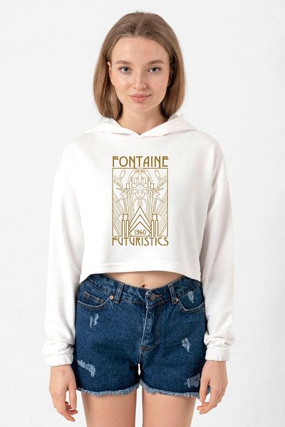 Tshirthane Bioshock Fontaine Futuristics Ecru Women's Crop Hoodie