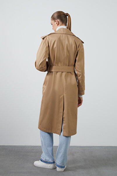 GİZİA Kuşaklı Kruvaze Camel Trenckot