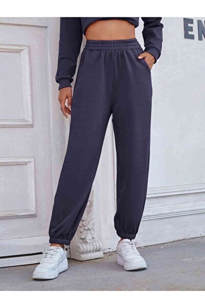 FİTGO Ženske zimske Čupkani materijal tamnoplave Elastični porub trenirke