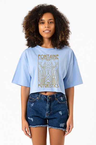 Tshirthane Bioshock Fontaine Futuristics Baby Blue Women's Crop T-Shirt