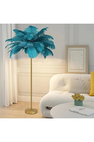 NZL Lighting Yeşil Deve Kuşu Tüyü Lambader