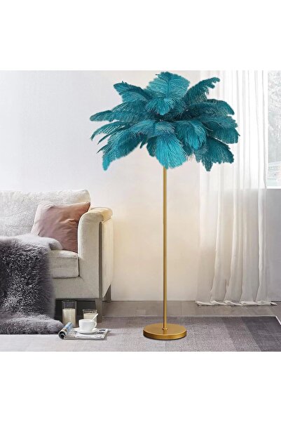 NZL Lighting Yeşil Deve Kuşu Tüyü Lambader