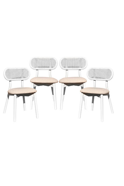 Woodenbend Troy Beyaz Ahşap Hazeranlı Sandalye 4 Adet – Modern İskandinav ve ...