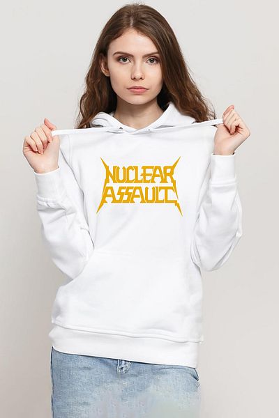 Tshirthane Nuclear Assault Lettern White Women's 3Ip Hooded Sweatshirt