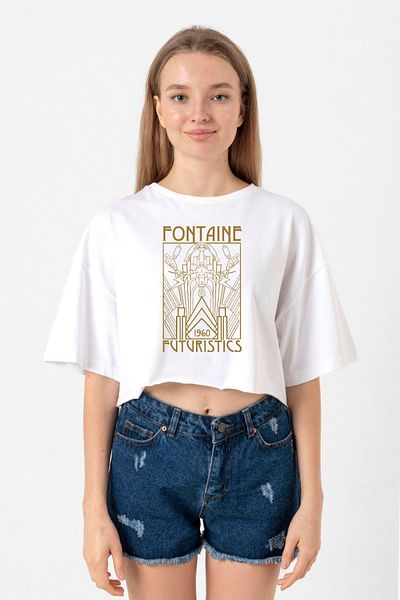 Tshirthane Bioshock Fontaine Futuristics White Women's Crop Tshirt