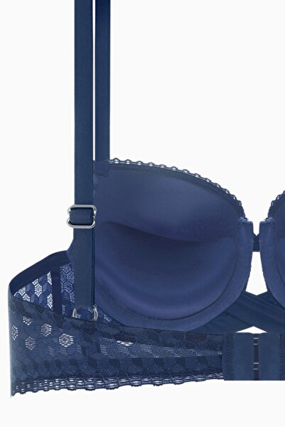 Wonna Διπλό Push Up Lace Bra - Cross Rubber Detail - Fashion - Blue 2510