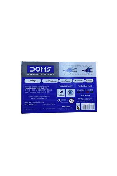 doms Permanent Marker Pen Chisel Tip Blue Colour pack of 12 piece