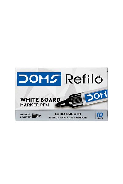 doms White Board Marker Pen Chisel Tip Black Colour Pack of 12 Pieces