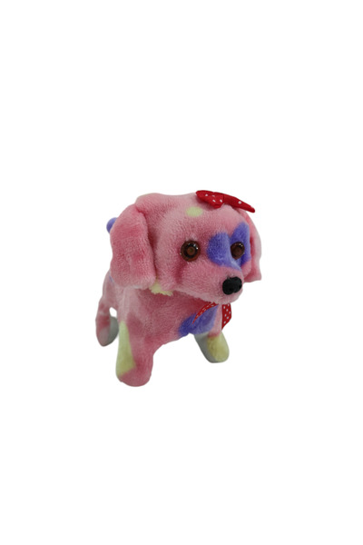 MEB TOYS Havlayan yürüyen pili oyuncak benekli köpek:kapalı: pembe