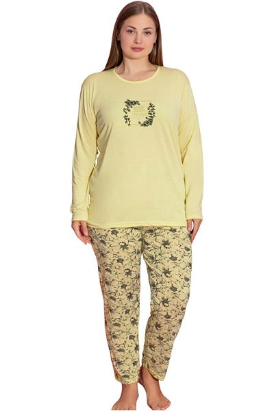 Muka طقم بيجامة نسائي كبير الحجم مكون من تي شيرت وبنطلون بأكمام طويلة مقاس 3XL-5XL ملابس منزلية ملابس نوم