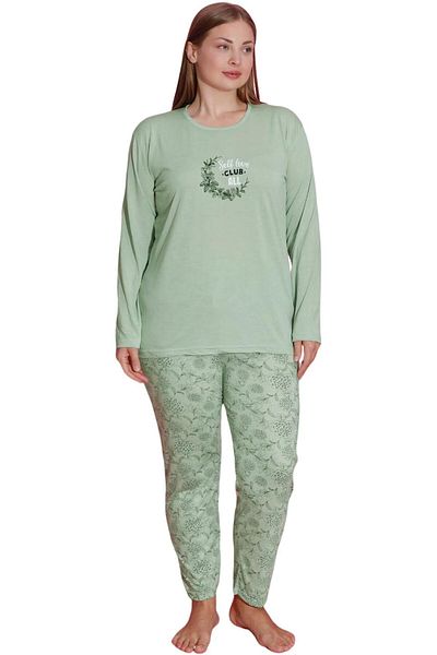 Muka Women's Plus Pajama Set Full Sleeve T-Shirt & Pants 3XL-5XL Homewear Sleepwear